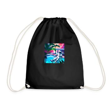 Astronaut by the pool - Drawstring Bag - black - Front