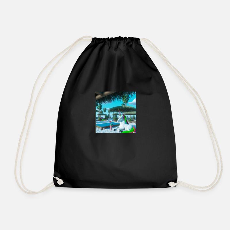 Einhorn an einem Urlaubsort Digitale Kunst - Turnbeutel - Schwarz
