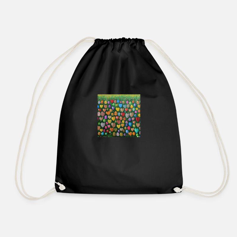 Easter egg - Drawstring Bag - black