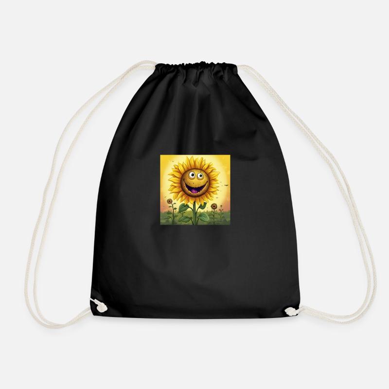 Sonnenblume Cartoon - Turnbeutel - Schwarz