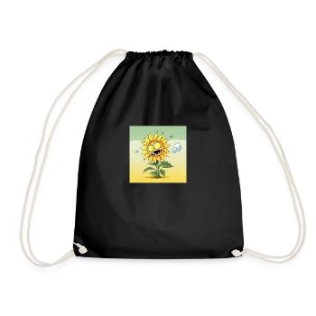 Sonnenblume Cartoon - Turnbeutel - Schwarz - Vorne