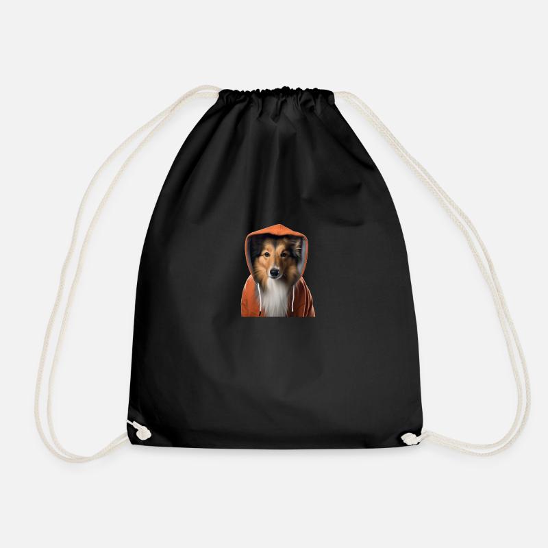 Shetland Sheepdog 3 - Drawstring Bag - black