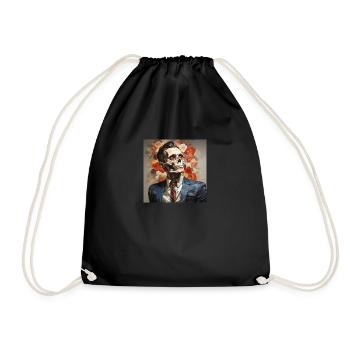 rough paintig of a low poly human paint - Drawstring Bag - black - Front