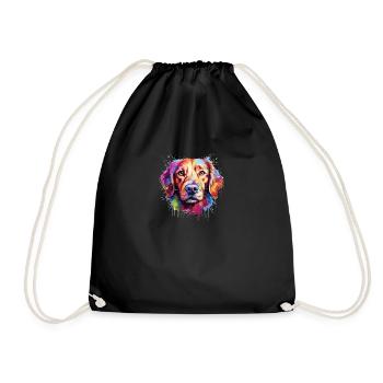 bunter Golden Retriever - Turnbeutel - Schwarz - Vorne