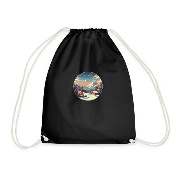 Winter Landscape - Snow, Forest, Winter, Mountains - Drawstring Bag - black - Front