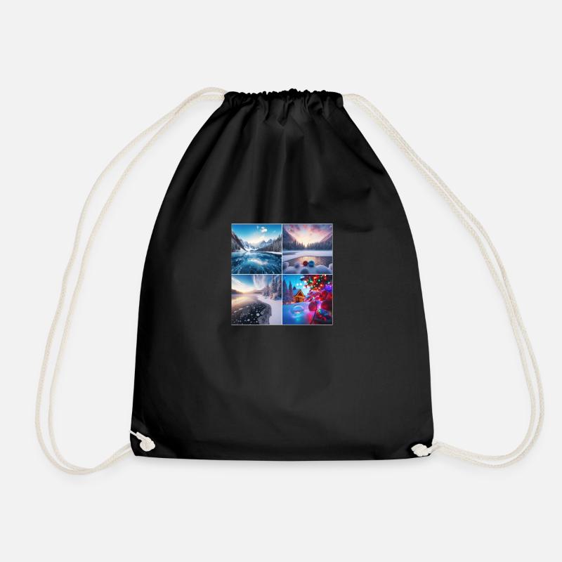 Christmas at the lake - Drawstring Bag - black