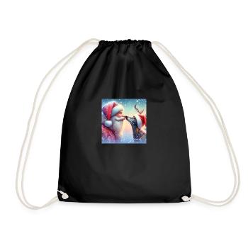 Santa Claus Kiss Greyhound made by Elli - Drawstring Bag - black - Front