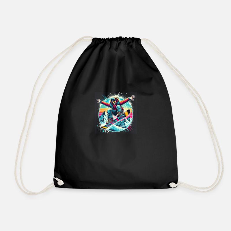 Snowboard Jump - Drawstring Bag - black