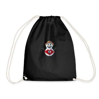 Snowman with heart No. 3, - Drawstring Bag - black - Front