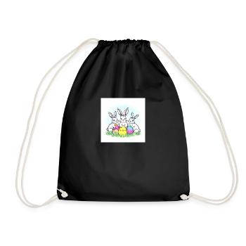 Drei glückliche Osterhasen - Turnbeutel - Schwarz - Vorne