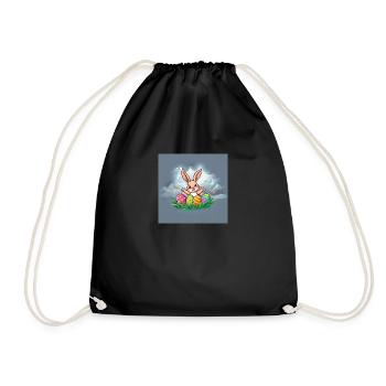 Fluffy Bunny & Happy Easter - Turnbeutel - Schwarz - Vorne