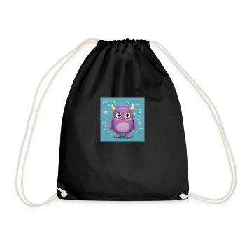 Playful Purple Monster Design - Drawstring Bag - black - Front