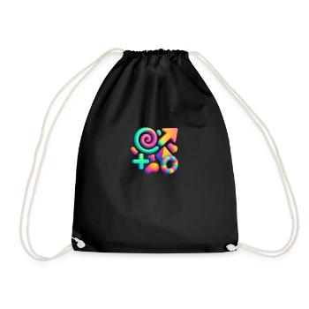 Neon Dreams – 3D Abstract Shapes Explosion - Drawstring Bag - black - Front