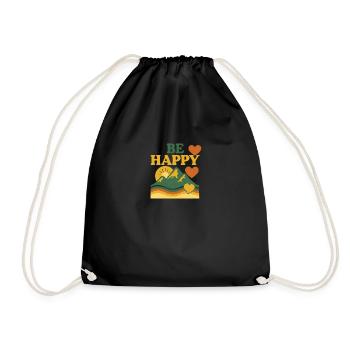 Be Happy – Retro Design - Turnbeutel - Schwarz - Vorne