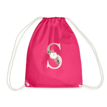 Monogramme S Floral personnalisable - Sac de sport léger - fuchsia - Devant