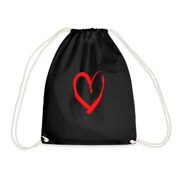 herz liebe spruch geschenk idee - Turnbeutel - Schwarz - Vorne
