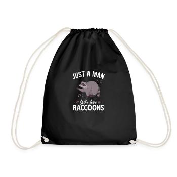 Waschbär Raccoon Vintage Müllpanda Opossum Sprüche - Turnbeutel - Schwarz - Vorne