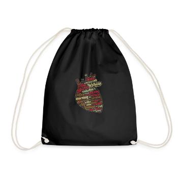 Love Coffee - Kaffee Liebe - Turnbeutel - Schwarz - Vorne