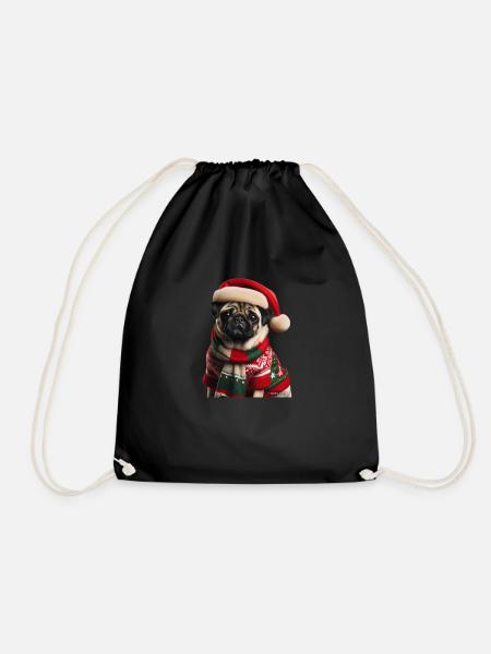Mops Weihnachten - Turnbeutel - Schwarz