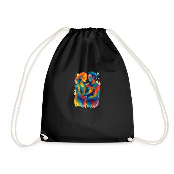 0013 abstract love - Drawstring Bag - black - Front