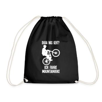 Mountainbike Rennen Mountainbike Fahrer Geschenk - Turnbeutel - Schwarz - Vorne