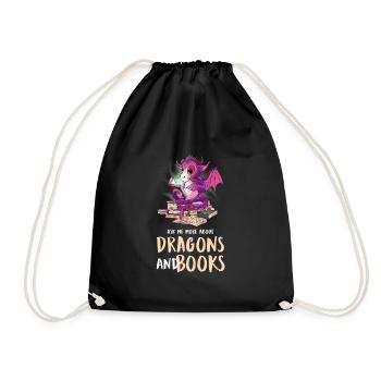 Drache Drache und Buch Drachenliebhaber Geschenk - Turnbeutel - Schwarz - Vorne
