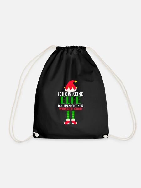 Weihnachten Elfe Elfen Geschenk - Turnbeutel - Schwarz