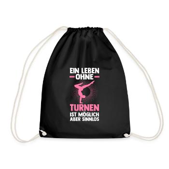 Turnen Sport Gymnastik Geschenk - Turnbeutel - Schwarz - Vorne