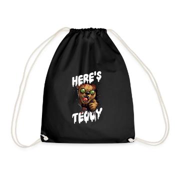 Zombie Teddy Halloween Monster Horror Knife - Drawstring Bag - black - Front