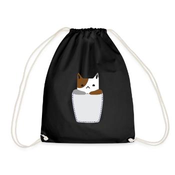 Brusttasche mit Katze - Turnbeutel - Schwarz - Vorne