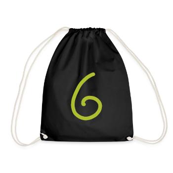 6 Number six number green Birthday - Drawstring Bag - black - Front