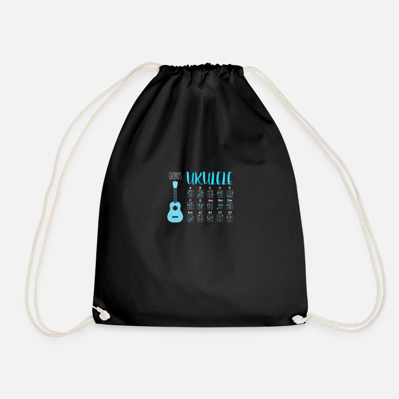 UKULELE CHORDS - Drawstring Bag - black