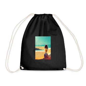 Femme vintage sur la plage - Sac de sport léger - noir - Devant
