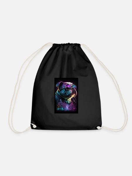 Sunglasses Neon Bulldog - Drawstring Bag - black