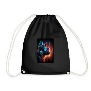 Sunglasses Neon German Shepherd - Drawstring Bag - black - Front