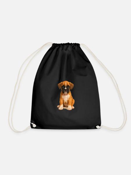 Niedlicher Boxer-Welpe – Realistisches Hundemotiv - Turnbeutel - Schwarz