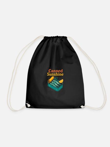 Canned Sunshine – Sardine Pop-Art Tea - Drawstring Bag - black