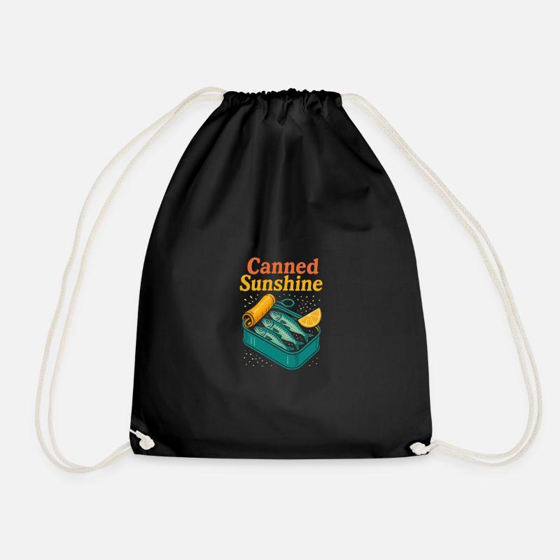 Canned Sunshine – Sardine Pop-Art Tea - Drawstring Bag - black