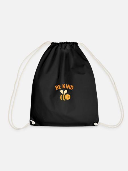 Be Kind – Cute Bee Design - Drawstring Bag - black