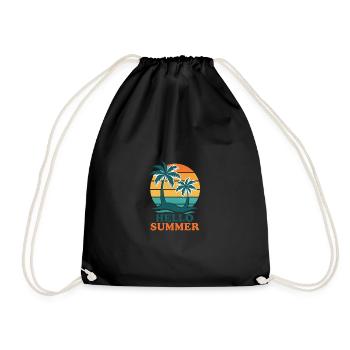 Beach with palm trees and sunset - Drawstring Bag - black - Front