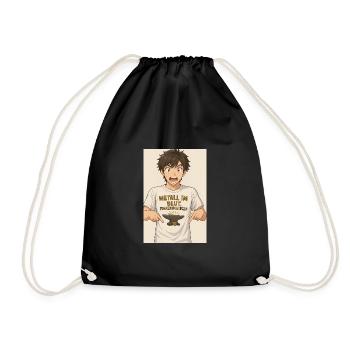 Anime Figur Detail T-Shirt - Turnbeutel - Schwarz - Vorne
