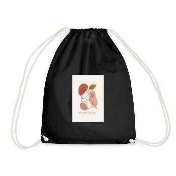 Minimalist portrait with empowering sheet and message - Drawstring Bag - black - Front