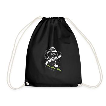 Ribbo as a detective in search of clues - Drawstring Bag - black - Front