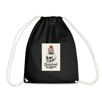 Floral Skull Artistic Design - Drawstring Bag - black - Front