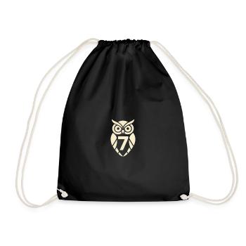 Minimalist Owl with Number Seven Design - Drawstring Bag - black - Front