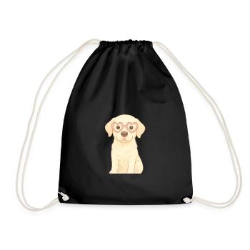 Chien joueur avec des lunettes en forme de cœur - Sac de sport léger - noir - Devant