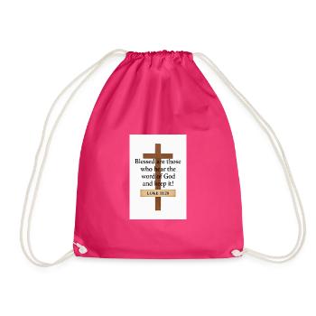 Kreuzzitate: Selige, die Gottes Wort hören - Turnbeutel - Fuchsia - Vorne