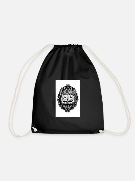 Mandala Pumpkin Ornament - Drawstring Bag - black