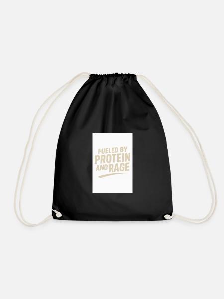FUELED BY PROTEIN AND RAGE - Drawstring Bag - black