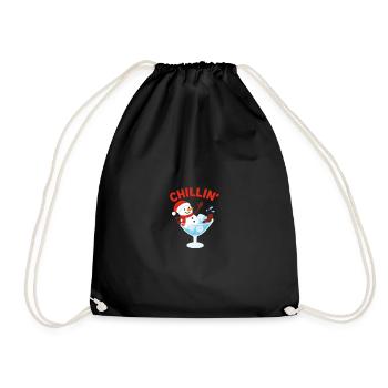 Chillin' Snowman Cocktail Winter Design - Drawstring Bag - black - Front